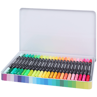 Marker met fineliner en penseelpen set van 48 stuks voot €4,99 bij de Action