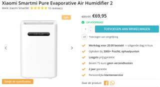 Xiaomi Smartmi Pure Evaporative Air Humidifier 2 voor €69,95 bij Techpunt