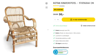 Rotan kinderstoel (57x56x44 cm) voor €30 bij Xenos
