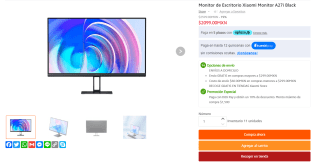 Monitor Xiaomi A27i con cupón y Kueski