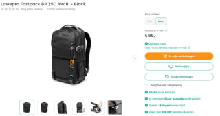 Lowepro Fastpack BP 250 AW III Zwart voor €99 bij Art & Craft