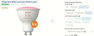 Combideal Philips Hue 6x GU10 Wit en Gekleurd licht voor €219 bij Coolblue