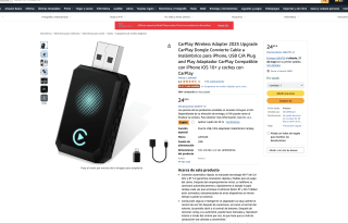 CarPlay Wireless Adapter 2025 Upgrade CarPlay Dongle Convierte Cable a Inalámbrico iPhone,USB C/A Plug and Play Compatible iPhone iOS 10+ por solo 17,49€