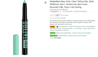 3 Maybelline New York, Color Tattoo Stix, Stick Multiusos 2en1, Sombra de ojos+Liner, Duración 24h, Tono: I Am Giving por 12.68€