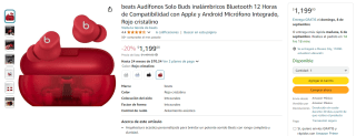 Audífonos Beats Solo Buds por $1,199 en Amazon