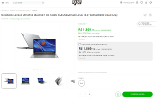 Notebook da Lenovo, modelo Ultrafino IdeaPad - R$ 1.869,15