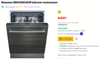 Siemens SN63EX14CN inbouw vaatwasser voor €640,54 bij Bol. com