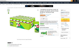 48 Latas 7 UP Refresco cero de lima y limón sin azúcares y sin calorías a solo 17,16€