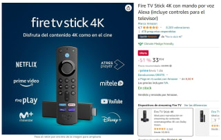 Fire TV Stick 4K - Amazon y Mediamarkt por 33,99€