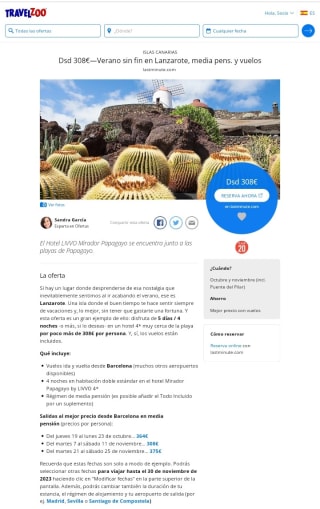 Lanzarote 5 dias con Media Pensión + Vuelos desde 308€ por persona.