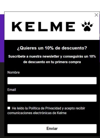 10% descuento para tu primera compra en Kelme