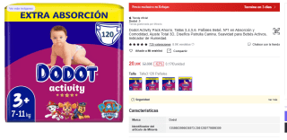 Dodot Activity Pack Ahorro, Tallas 3 con 120 pañales por 20€