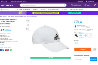 Boné da Adidas, modelo Baseball Cotton Aba Curva - R$ 59,99