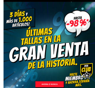 Descuentazos de hasta -98% en últimas tallas desde Deporte Outlet
