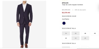 Traje de corte regular Epsilon por $2,579.40 en El Palacio de Hierro