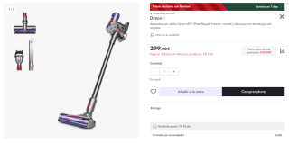 Aspiradora sin cables Dyson V8 por 249€