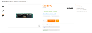 Kioxia Exceria G2 2TB Unidad SSD M.2 por 98,89€
