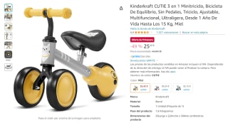 Kinderkraft CUTIE 3 en 1 Minitriciclo, Bicicleta De Equilibrio, Sin Pedales por 25,42€