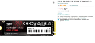 Disco Duro Interno Silicon Power UD90 SSD 1TB NVMe PCIe Gen 4x4 por 39,09€