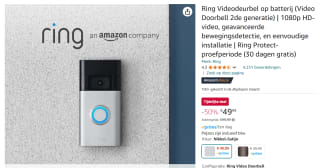 Ring Video Doorbell Gen. 2 voor €49,99 bij Amazon