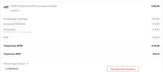 Like2cook kortingscode voor 10% extra korting op BORA origineel PUAKF Pure actieve koolfilter