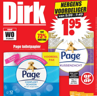 Page toiletpapier 12 of 9 rol voor 1,95€ bij Dirk
