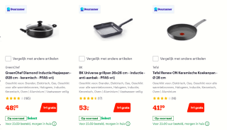 1+1 gratis op pannen van BK, Tefal en meer bij Bol.com