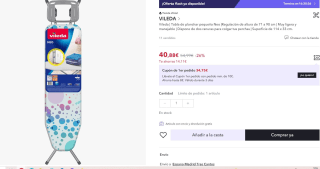 Vileda Tabla de planchar Neo 114 x 33 cm por 40.88€ (28 Cuenta nueva)