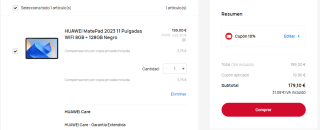 Tablet HUAWEI MatePad 2023 11 Pulgadas WIFI 8GB + 128GB por 179,10€