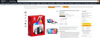 Console da Nintendo, modelo Switch Oled - R$ 2.210