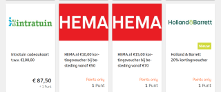 Diverse deals voor 1 ING punt per stuk met evt. een bijbetaling