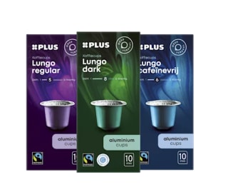 PLUS Koffiecups Alle dozen à 10 stuks voor €1,50