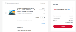 Huawei MateBook D 16 2024 12th Gen Core i5 8GB+512GB Windows 11 por 494,10€