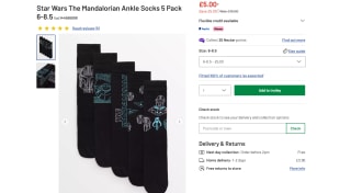 Star Wars The Mandalorian Ankle Socks (5 Pack, Size 6-8.5) – £5