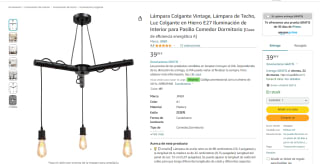 Lámpara Colgante de techo Vintage por 19.99€