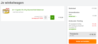 36 x 85 g Gourmet Gold Kattenvoer voor €11,53 dmv code bij Zooplus