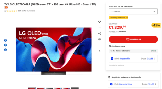 TV LG OLED77C46LA 77" OLED evo AI UltraHD 4K HDR10 por 1.829€