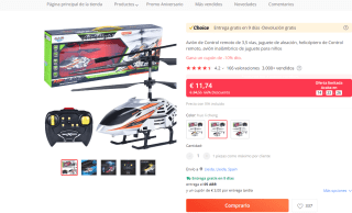 Juguete Avión de Control remoto de 3,5 vías por 11,74€