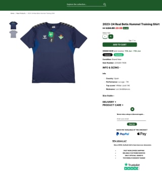 Camiseta de entrenamiento Hummel Real Betis 2023-24 Hombre por solo 10,79€