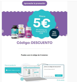 -5€ del importe total por cada compra superior a 20€