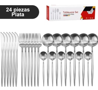 Juego de vajilla de cocina de acero inoxidable 24 piezas,por solo 10,38€