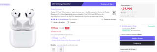 Apple AirPods 4 Auriculares inalámbricos por 89,92€ y con cancelación ruido por 129,90€