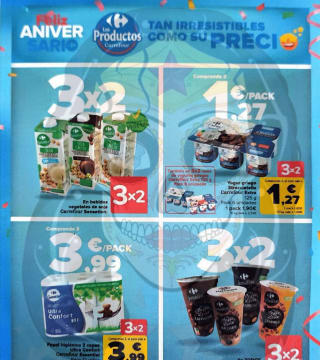 Folleto 3x2 Aniversario Carrefour del 25/09 al 09 octubre 2024
