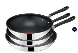 Tefal Jamie Oliver Koekenpannenset - koekenpan 24 + koekenpan 28 + wokpan van 28 cm voor €55 bij ibood