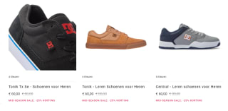 25% korting op geselecteerde items bij DC Shoes