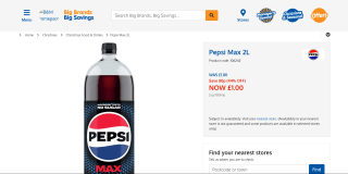 Pepsi Max (Including Cherry) 2L – £1
