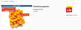 2 kilo handsinaasappelen voor €1,49 bij de Lidl