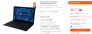 Portatil Alurin Go Start Intel Celeron N4020/8GB/256GB SSD/15.6" por 189€