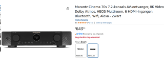 Marantz - Cinema 70S - AV Receiver met 7.2 Kanalen voor €643,44 bij Amazon
