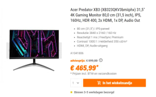 Acer Predator XB323QKV3 Zwart voor €465,99 bij Nbb